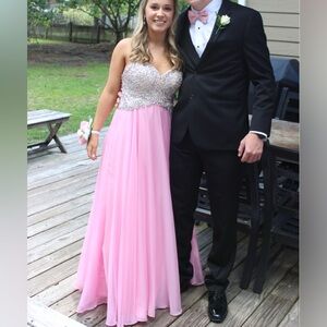 BlushProm Strapless Pink prom dress